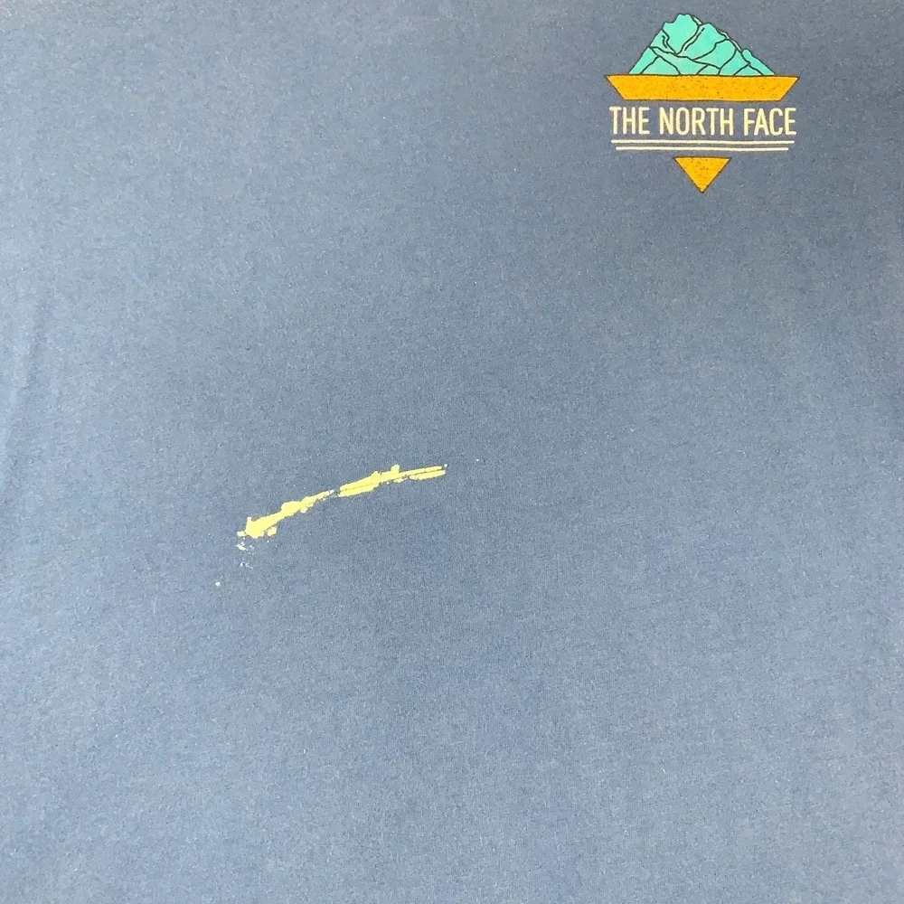 The North‎ Face T-Shirt Mens L Blue Cotton Standard Fit Crew Neck Graphic Logo